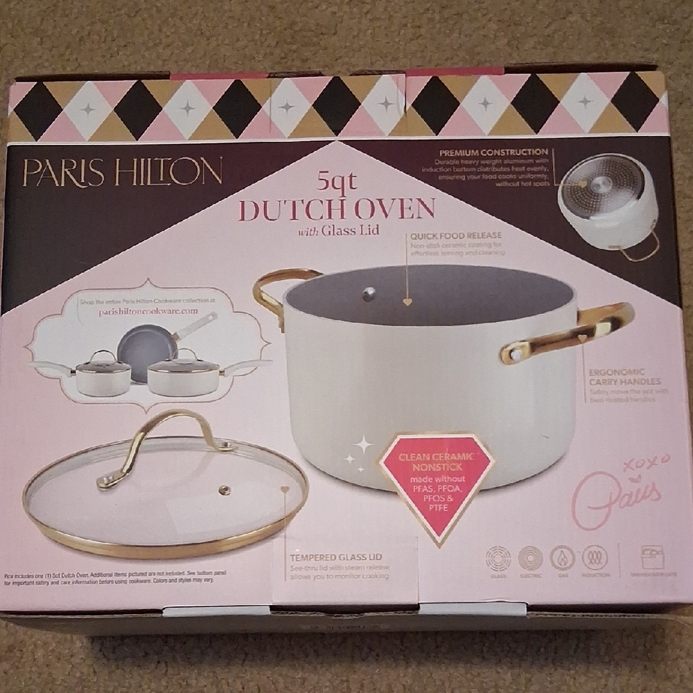 Paris Hilton White Dutch Oven with Gold Accents - Picture 2 of 2